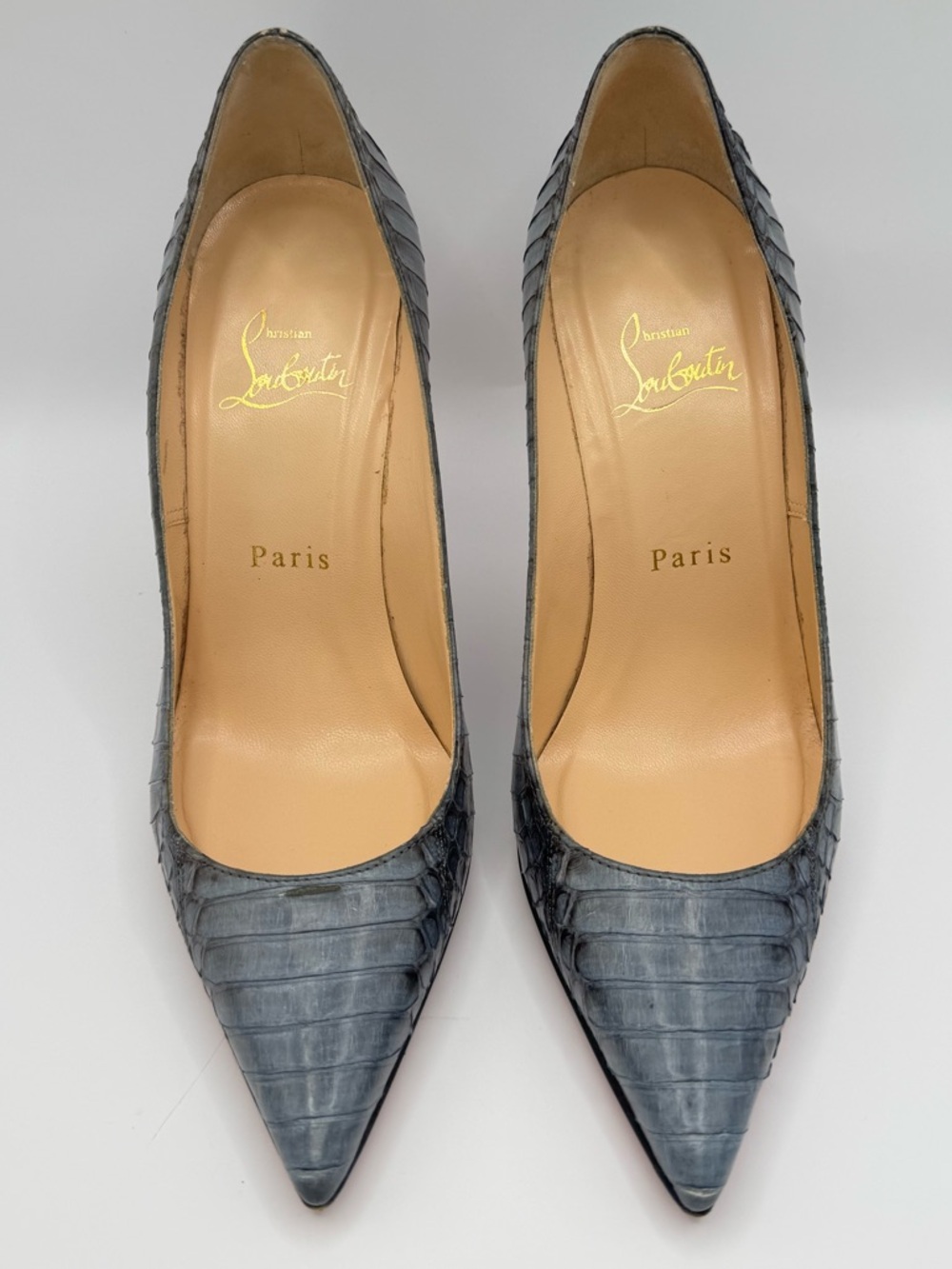 Louboutin Decollete 554 100 Cobra Degrade Navy Pumps 36.5 Snakeskin python - Picture 2 of 9